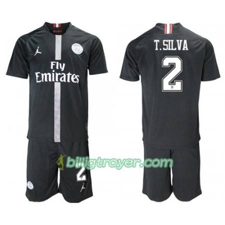 Billige Fotballdrakter Paris Saint Germain T.Silva 2 Jodan Svart Barn Tredjedraktsett 2018/19 Kortermet